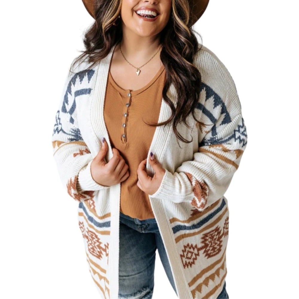 Love Riche open Front Cozy Southwest Patterned Cardigan - Med - Oversized